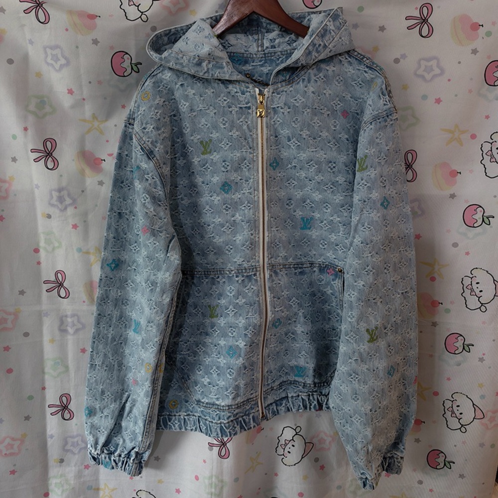 Louis Vuitton Blue Hooded Denim Jacket